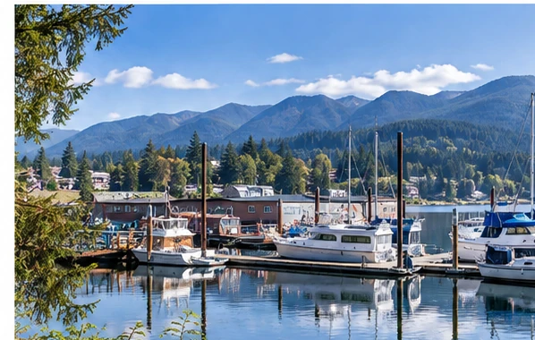 Marina and water-oriented setting representing the Shelton and Mason County area